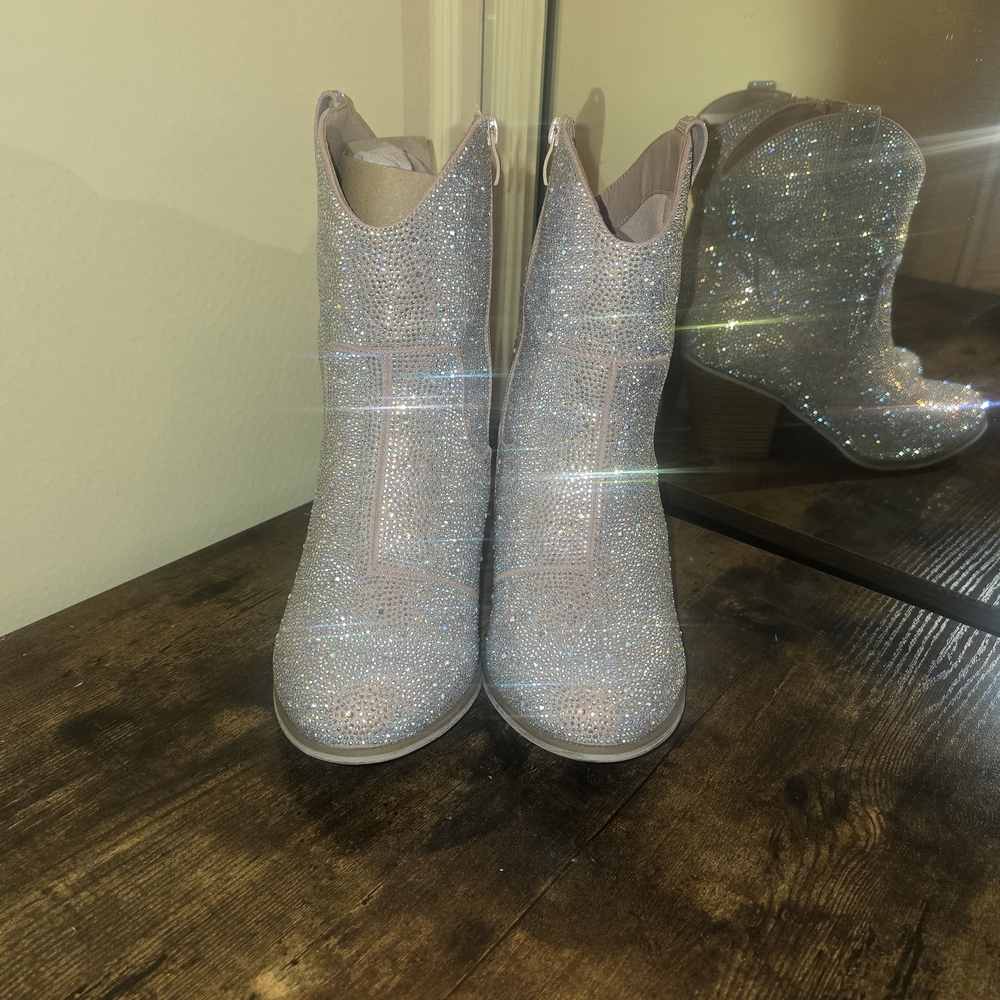 Wide Calf Embellished Western Bootie (Worn Once)
